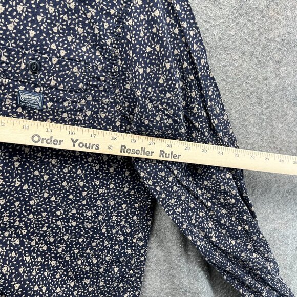 Denim & Supply Ralph Lauren Shirt Mens Medium Navy Blue Beige Floral Vintage - Picture 3 of 10
